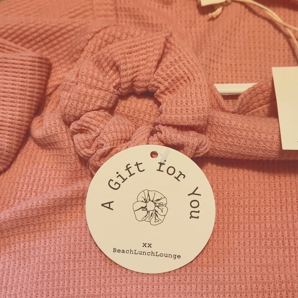 Beachlunchlounge Trace Dusty Rose Waffle Knit Thermal Size SM‎ Design Cuffs - Picture 6 of 11